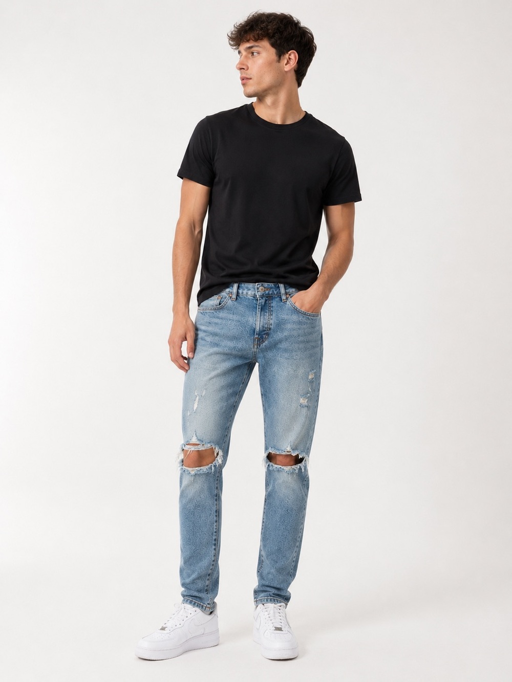 H&M Men Distressed Blue Jeans Skinny Relaxed Tapered Leg & Denim Size  28/30